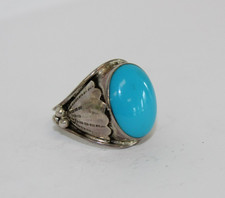 Vtg. Handmade Southwestern Sterling Silver Turquoise Ring Sz: 9.5 026WEA 