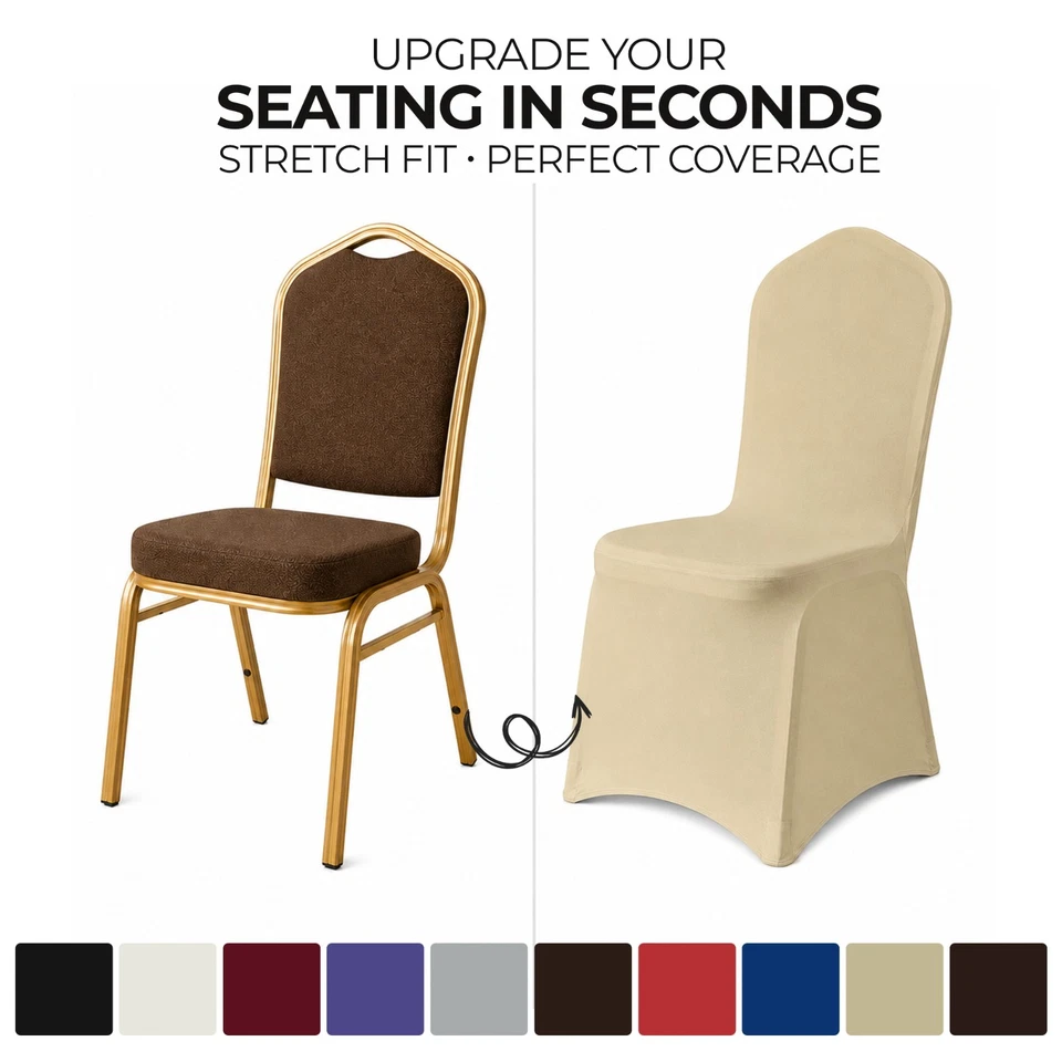 Housses De Chaise Extensibles Pour Banquet Mariage Hôtel Salle À Manger - Photo 1/1