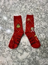 2025 McDonald's Grinch Socks Christmas Adult Happy Meal Red Socks New