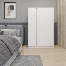 Malvern 3 Door Wardrobe in White Finish Hanging Rail and Shelving DUNELM