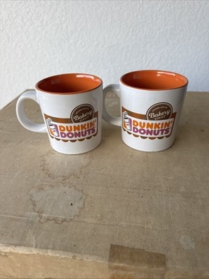 Dunkin Donuts Ground Coffee Bakery Series Barista White & Orange Coffee Mug Two