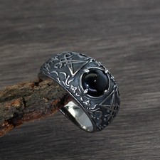 Lucifer Satan Signet Ring Men Stainless Steel Gothic Devil Baphomet Punk Jewelle