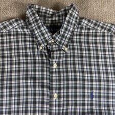 Ralph Lauren Shirt Mens XL Blue Plaid Blake Long Sleeve Button Down Pony Logo