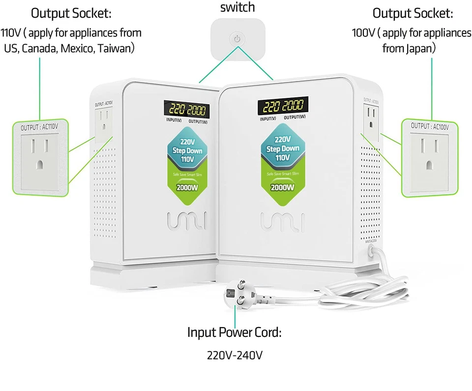 UMI 2000W降压电压220伏至110伏转换器重型电源转换器... — 第 3/4 张图片