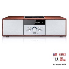 Vintage Style Home CD Player with Bluetooth, FM Radio, USB Port for MP3