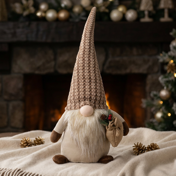 Wichtel Deko Figur Weihnachten Gnom Sitzend 52 Cm Weihnachtswichtel Braun-image