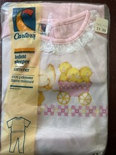 Vintage Carters Infant 2 Piece Pajamas Pink Lace Ducklings Short Sleeve NIP 24MT