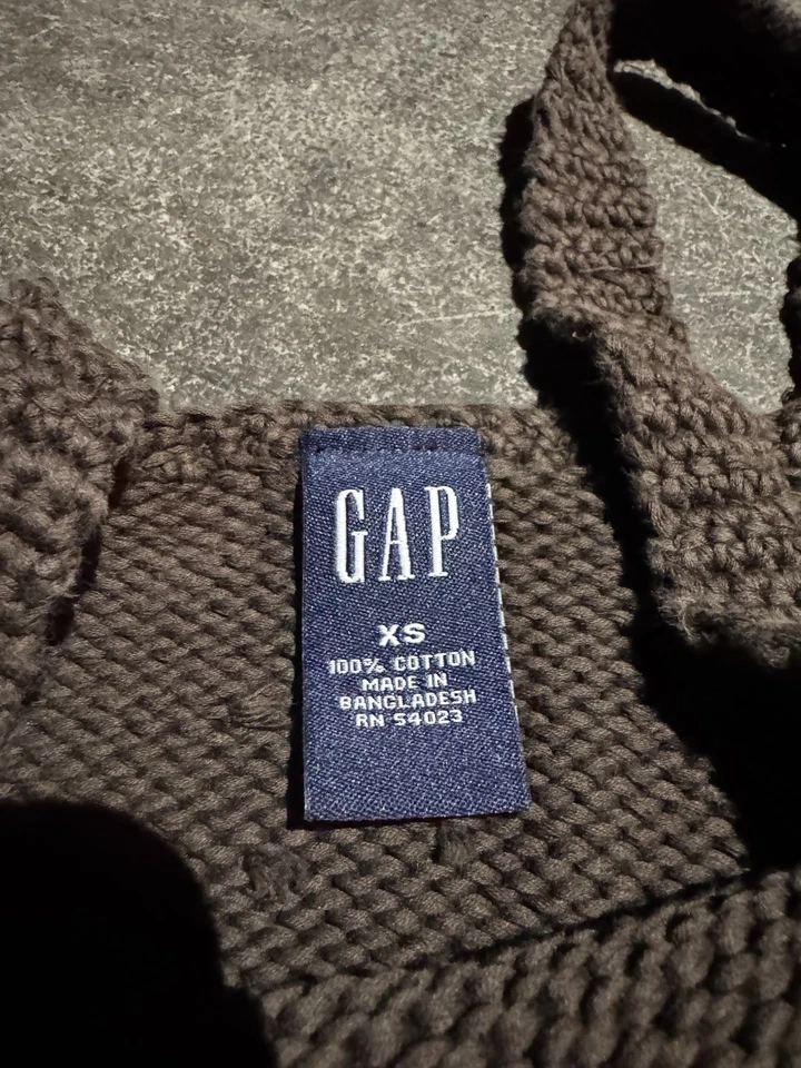 Camiseta sin mangas vintage Y2K GAP marrón tejida boho para mujer XS Foto 2 de 4