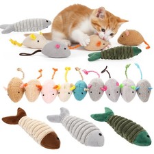 Leitee 12 Pack Cat Toys Plush Mice Fish Set Mouse Toy multicolored