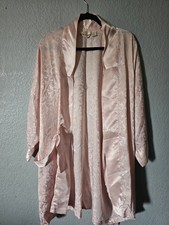 Vintage Victoria  s Secret Gold Label Satin Floral Robe OS Pink 80s/90s