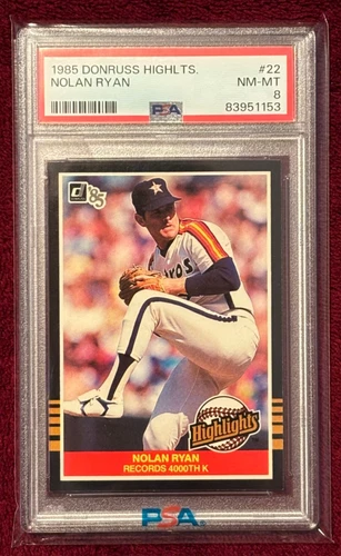 1985 Donruss Highlights #22 Nolan Ryan PSA 8
