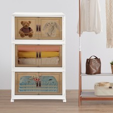 3-Tier Stackable Storage Bins with Lids & Wheels Foldable Closet Organizer Box