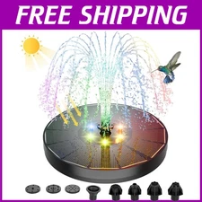 Upgraded Solar Fountain with Colorful LED Lights & Glass Panel for Your Garden