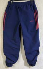 Vintage Adidas Climalite Track Pants Mens M Blue Red 3 Stripe Y2K Zip