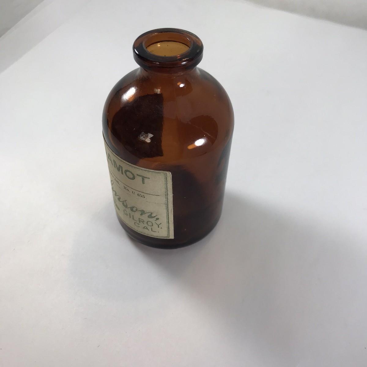 Vintage Pharmaceutical Empty Glass Bottle Bergamot Oil Ed Johnson