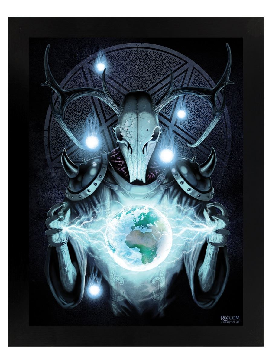 Requiem Collective Infernal Messenger Black Wooden Framed Print