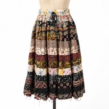 Vintage Y2K Boho Patchwork Tiered Skirt Multicolor Cottagecore Festival Hippie