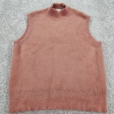 Bailey 44 Womens Pullover Sleeveless High Neck Pink Fuzzy Vest Medium Ultra Soft