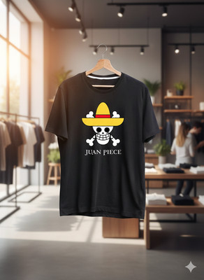 Juan Piece Skull Anime T-Shirt Black Funny One Piece Parody Tee - T856