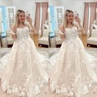 Gorgeous Wedding Dresses Off Shoulder Long Sleeves A Line Beach Bridal Gown
