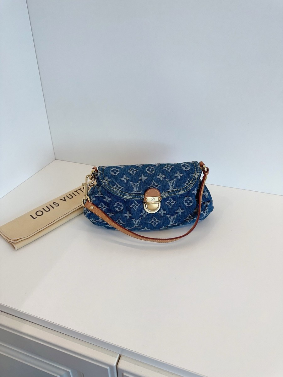 Louis Vuitton Denim Monogram Pleaty Shoulder Bag Vintage Blue