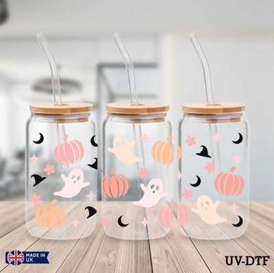 Spooky UV DTF Aufkleber - 16oz Libbey Dose Glasfolie yd502