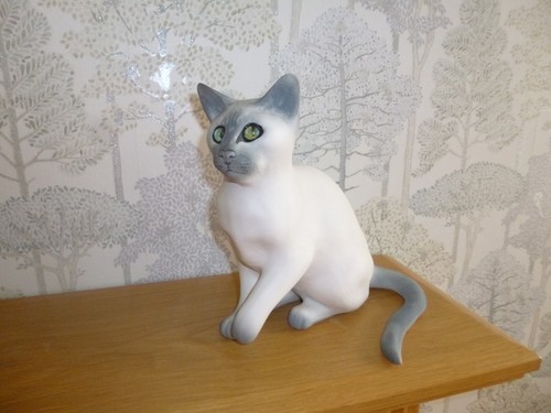 Winstanley Siamese Cat White & Grey With Glass Eyes Signed Mike Hinton 0/1 - Picture 6 of 9