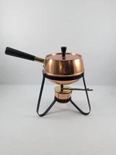 Vintage MCM Coppecraft Guild Copper Fondue Pot with Stand and Burner Holder