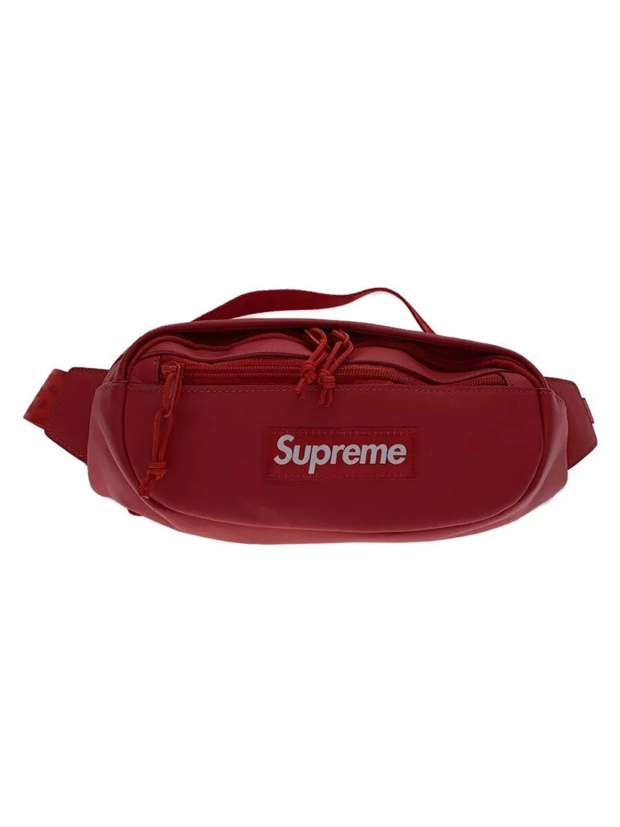 Sac taille suprême 23AW cuir zippé côté légèrement taché ROUGE occasion