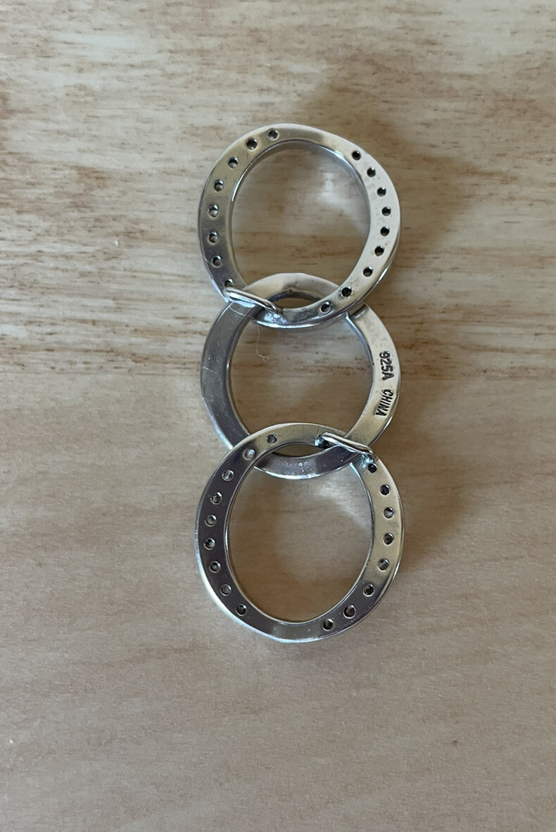 Sterling Silver Triple Interlocking Ring Circle P… - image 3