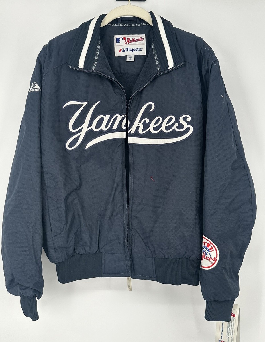 New VTG New York Yankees MLB Majestic Navy Blue Dugout Jacket