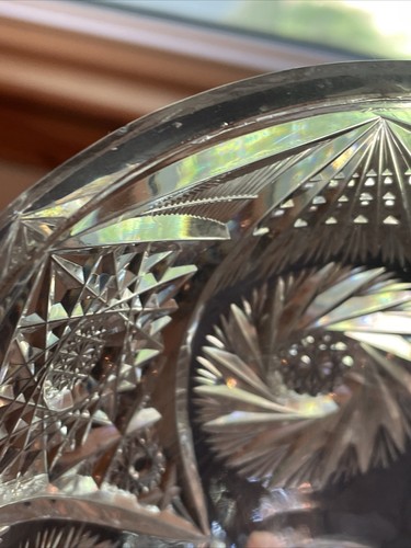 ABP American Cut Glass Butter Dome Dish Lid Pinwheel Hobstar Ozone Flashy - Picture 17 of 18
