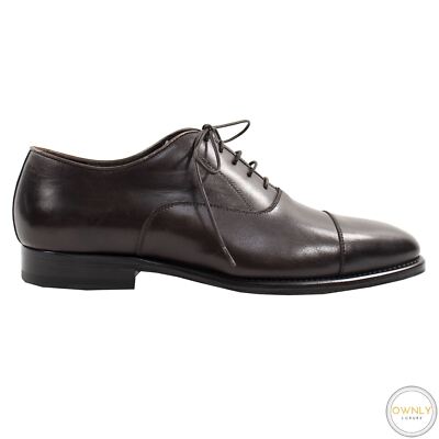 NIB Pellettieri Di Parma Brown Leather Oxford Handmade Cap Toe Dress Shoes 6.5
