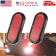 2x Red 6" Oval Trailer Truck 6 LED Stop/Turn/Tail Brake Lights Sealed Waterproof