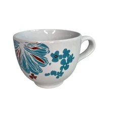 Ikea Floral Ceramic Mug With Blue & Red Coffee Hot Chocolate 15199