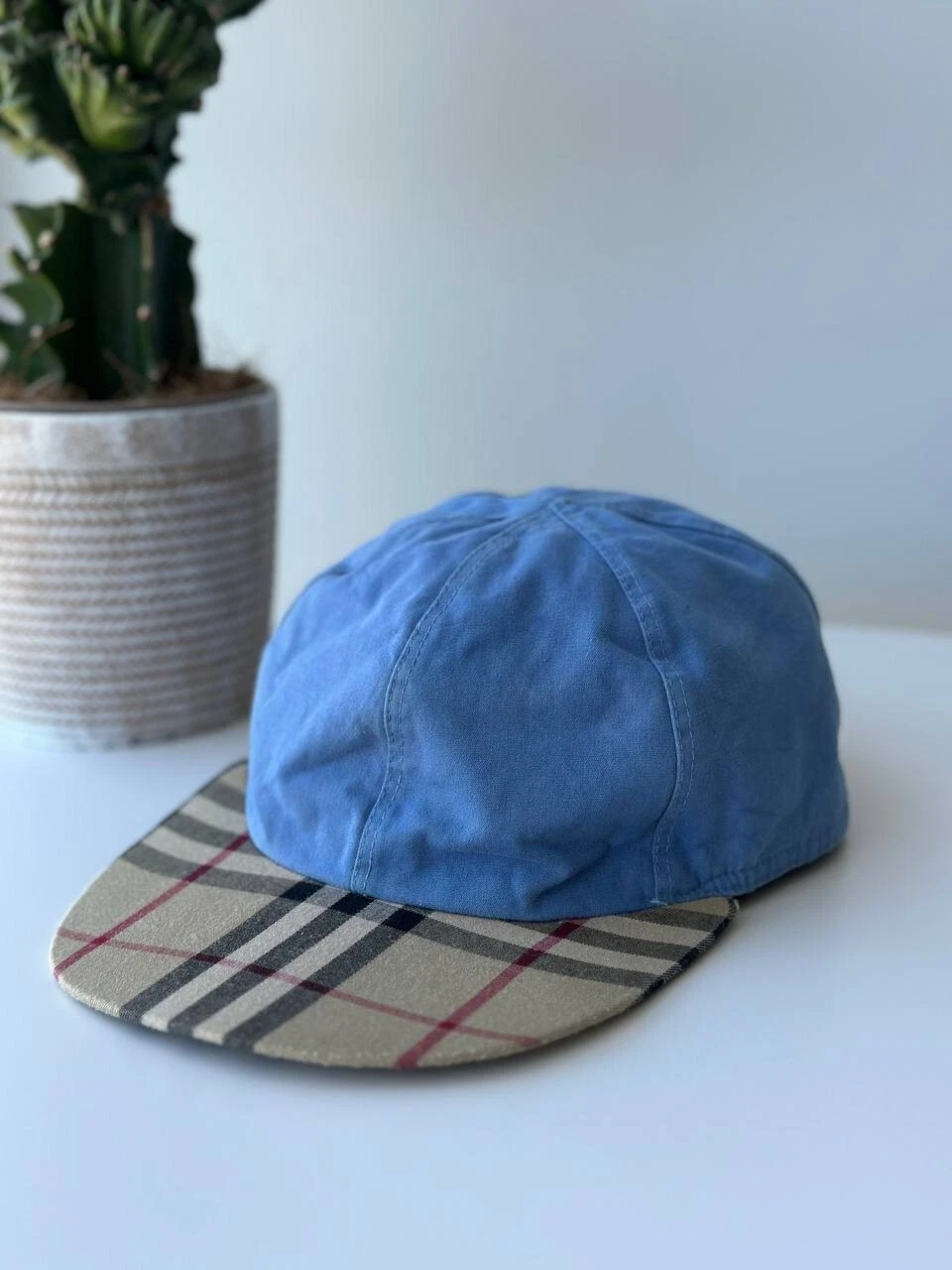 Burberry berretto cinque pannelli vintage Nova check colore marrone anni 90