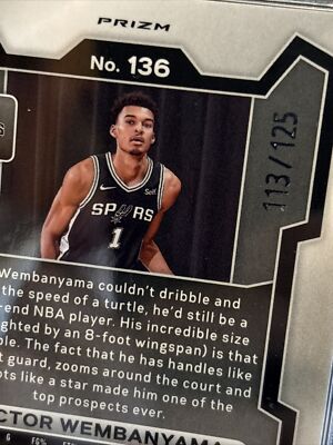 2023 - 24 Prizm Victor Wembanyama #136 Blue Cracked Ice RC Rookie