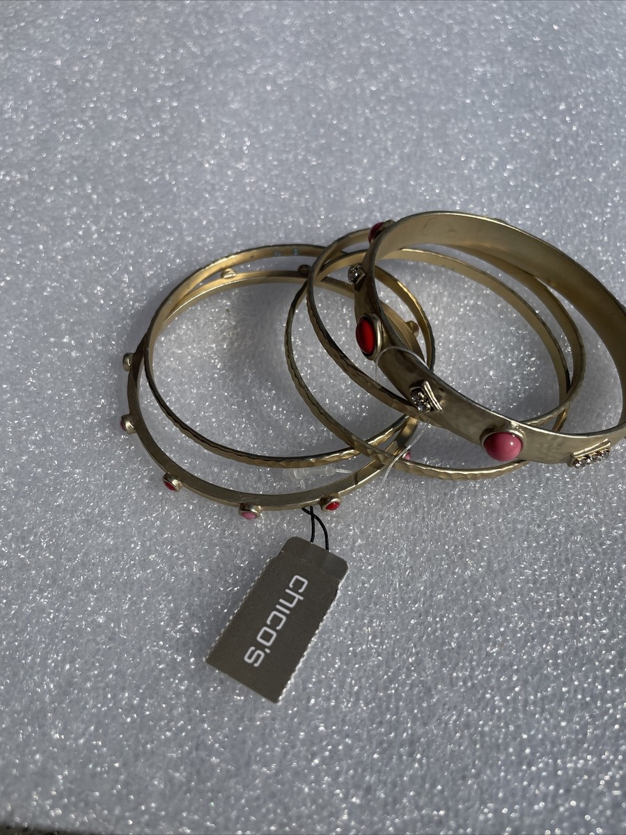 New Set Of Chicos Bangle Bracelets Amber Color