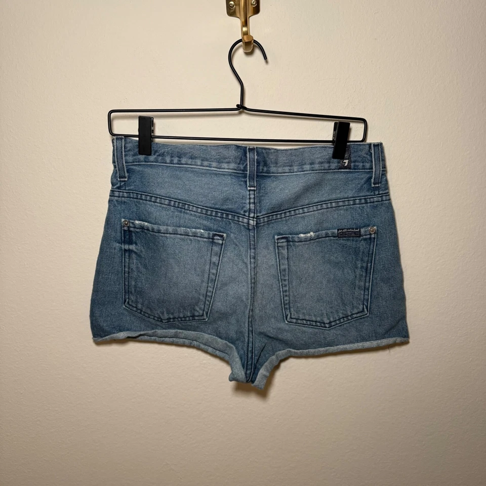 Pantalones Cortos de Jean 7 For All Mankind Para Mujer Talla 27 Azul Lavado Medio Corte Festival Foto 3 de 4
