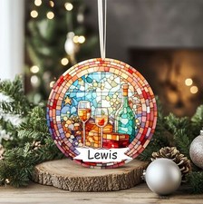 Personalised Wine Christmas Printed bauble Acrylic Gift Tag df620