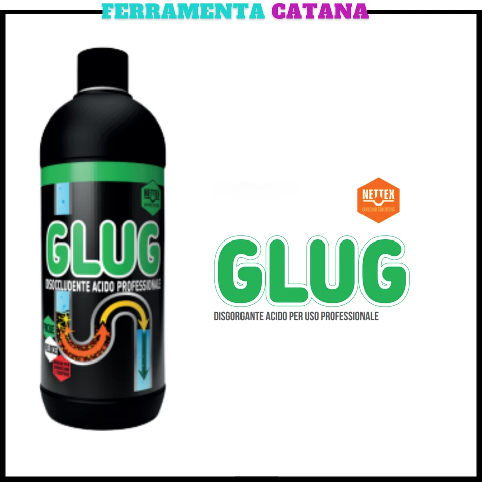 disgorgante professionale base acida stura scarichi lavandini wc tubazione glug - Immagine 3 di 3