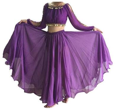 Belly Dance Arabic Costume Long Full Circle Chiffon Skirt & Top Performance 