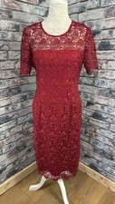 Gina Bacconi Red Lace Mother of the Bride Occasion Sheath Dress Size UK 12