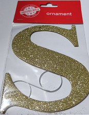 New Monogram gold GLITTER ornament hanging accesories included LETTER S 4x5