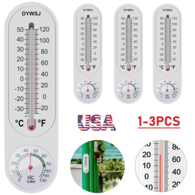 3Pcs Wall Thermometer Indoor Outdoor Yard Garden Greenhouse Home Humidity Meter