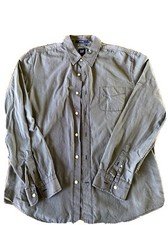 Men  s Gap Fitted Gray Striped L/S Dress Shirt 100 Cotton Size L