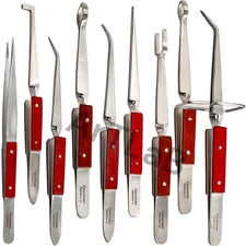 O.R 9 TWEEZERS FIBER GRIP CROSS LOCKING JEWELRY SOLDERING TWEEZER SPECIAL SHAPES