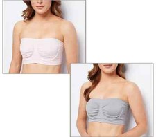Breezies Set of 2 Seamless Underwire Bandeau Bras Silver/AngelPnk, Small A395478