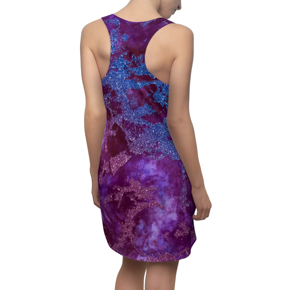pink and blue marble dress strapless open back dress Pink and Blue Marble Maxi Dress with Criss Cross Back
