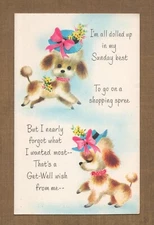 Unused Vintage Sunshine Line RELIGIOUS GET WELL Card, Cute Dog Dressed Up Peter